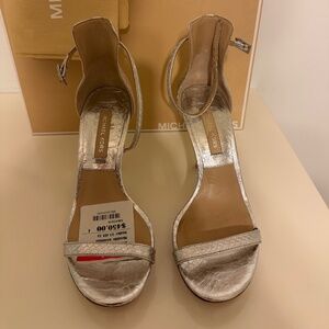 NWT Michae Kors Collection silver heels, size 5